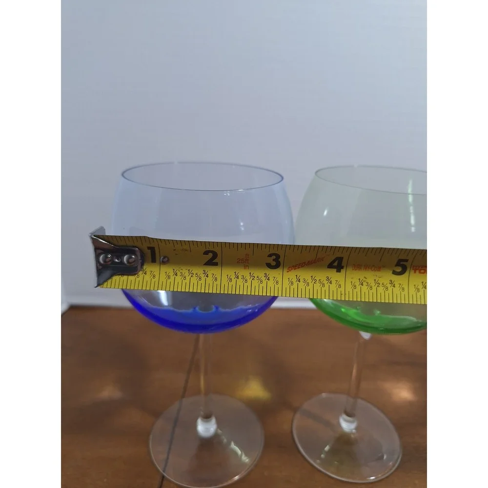 Vintage Multi Color Ombre Balloon Wine Glasses Set of 4 Festive Bar Cart Holiday